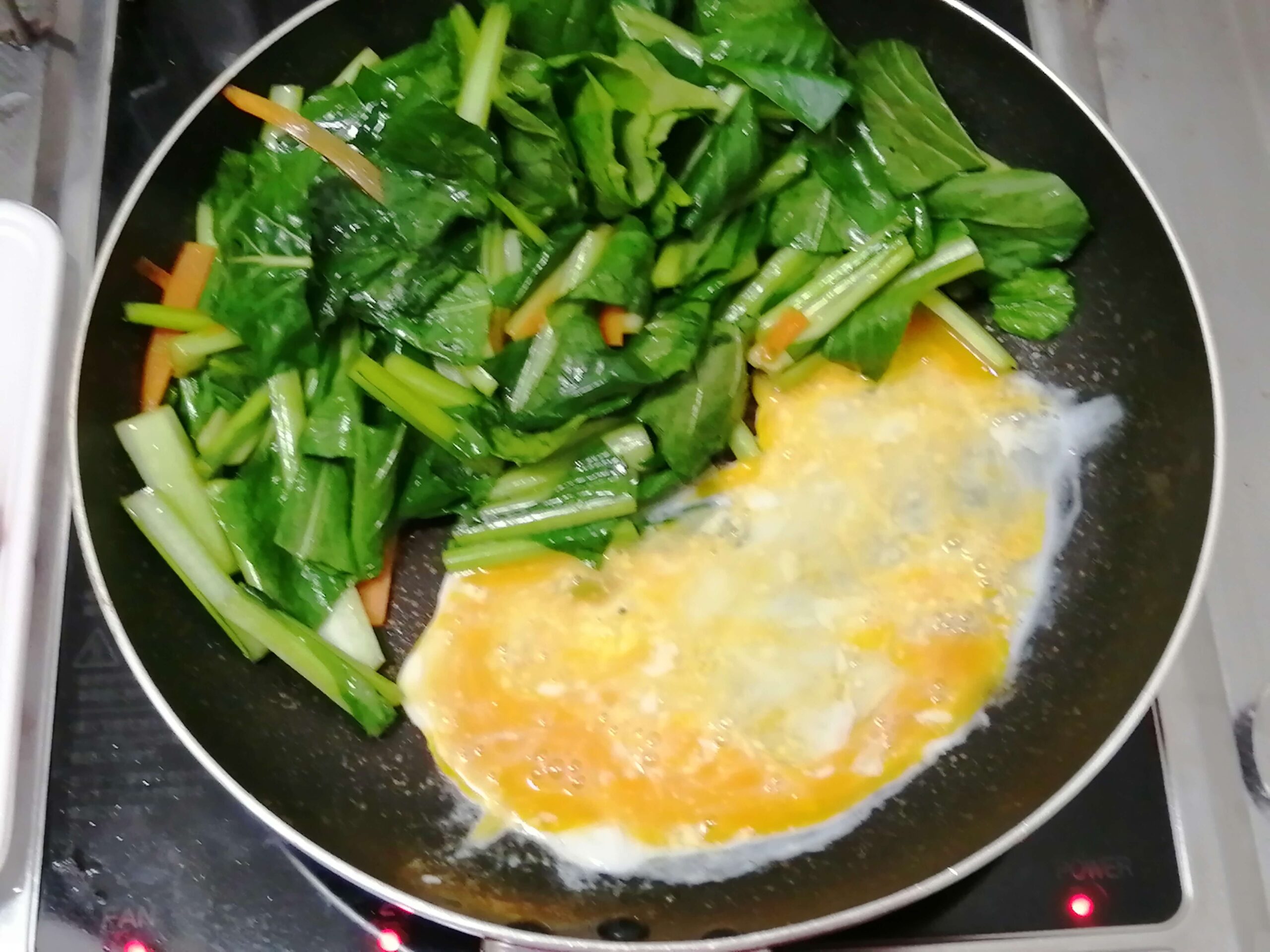 小松菜炒め、卵とじ写真